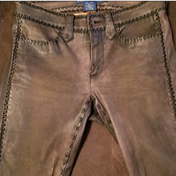*RESERVED* Rare Authenticated Leather Whip Stitch Jeans - Picture 3 of 16